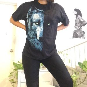 Black shirt with wolf graphic